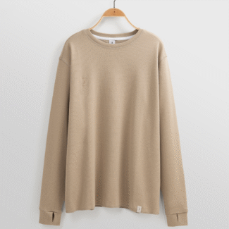 تیشرت آستین بلند ریبینگ کرم